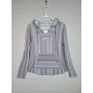 NWT Wallflower Baja Hoodie Boho Aztec Stripe Pullover Womens Large Lightweight